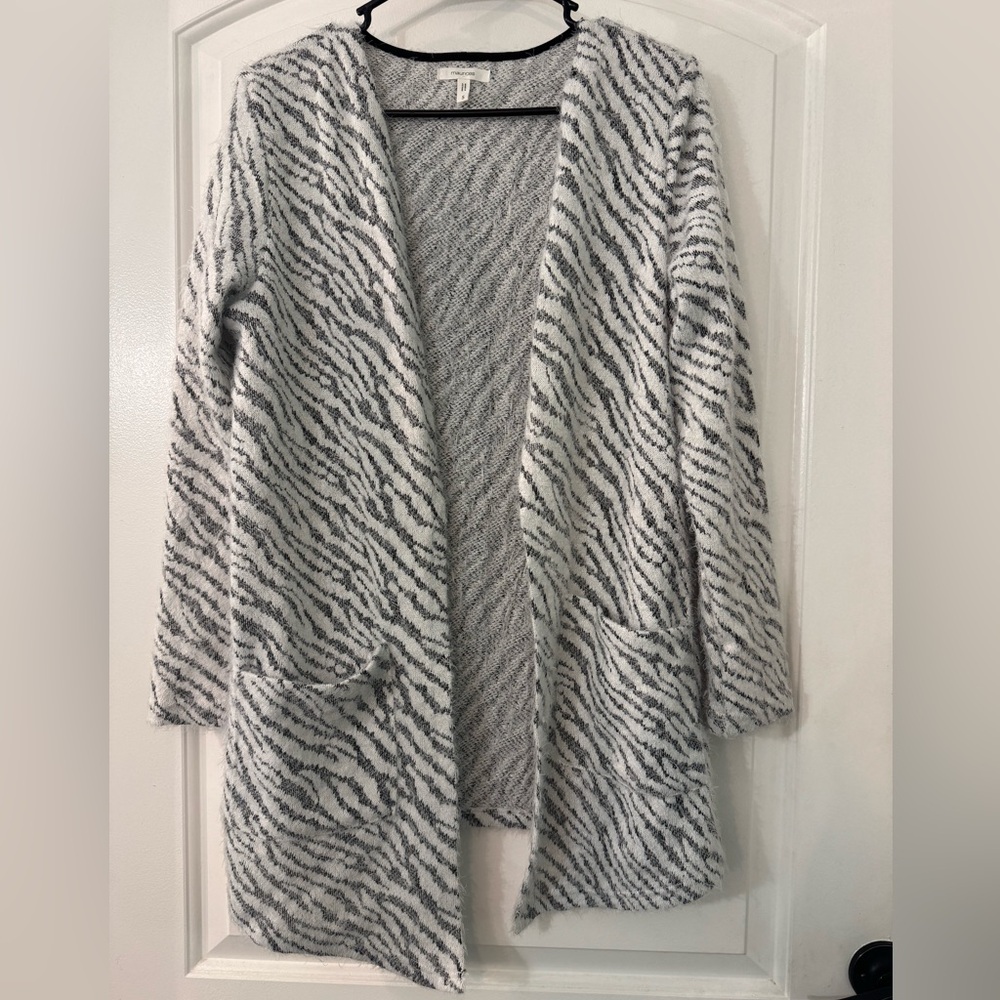 Maurices Black and White Zebra Print Cardigan Sweater